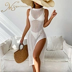 white crochet mini dress